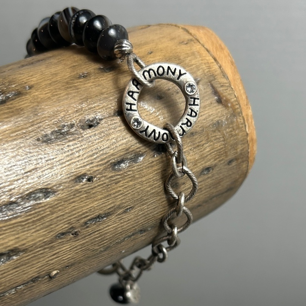 Brighton Harmony Art & Soul Bracelet Silver Plated Dark Beads Crystals